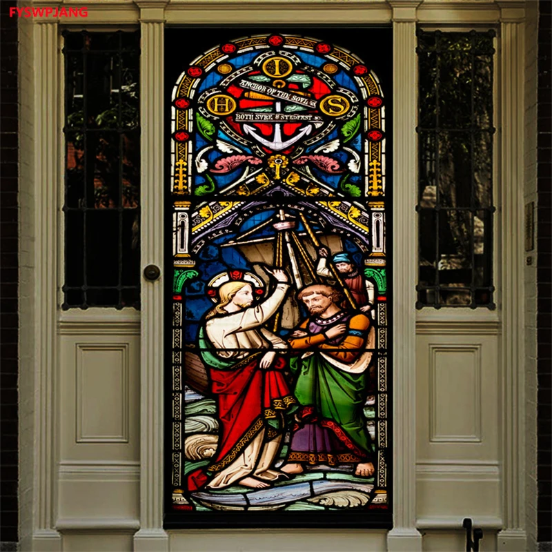 

Retro Wooden Doors PVC Self-Adhesive Waterproof Door Sticker Modern Mural Wallpaper Living Room Study Home Decor Art Door Poster