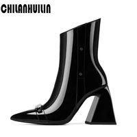 autumn winter shoes women ankle boots pointed toe platform high heel crystal party shoes brand boots slim riding boots for women
