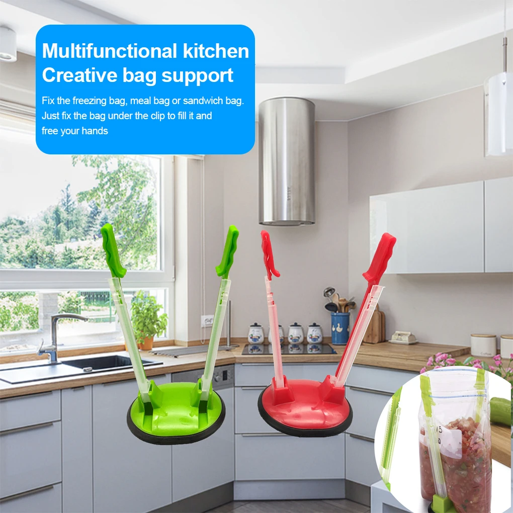 

Регулируемая стойка для пакетов, с зажимом, нескользящая, пакет для хранения на молнии, прочная