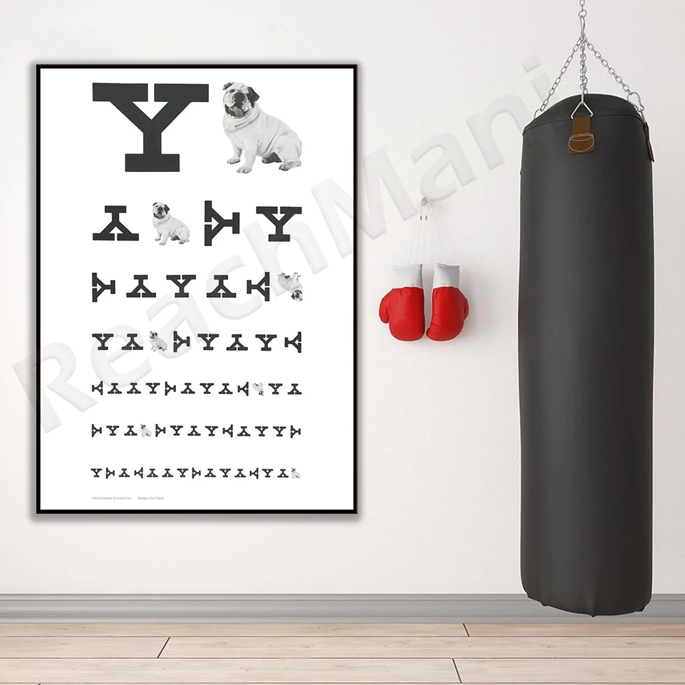 Печать плаката Пол Рэнд Школа Искусства Ялеса на холсте с таблицей Око Снелен