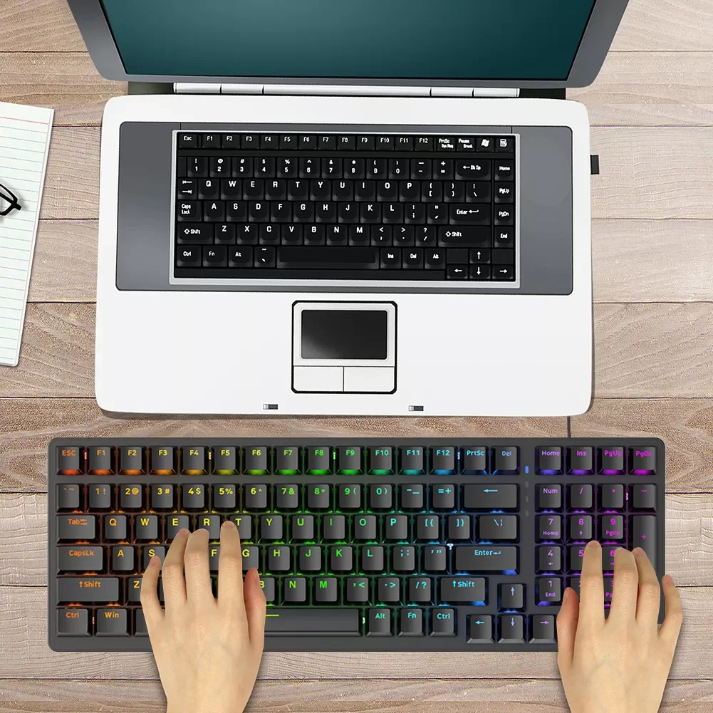 

100 Keys NKRO USB Type-C Computer Mechanical Backlight Gaming Wired Keyboard Type-C Wired LED Backlit Supplies