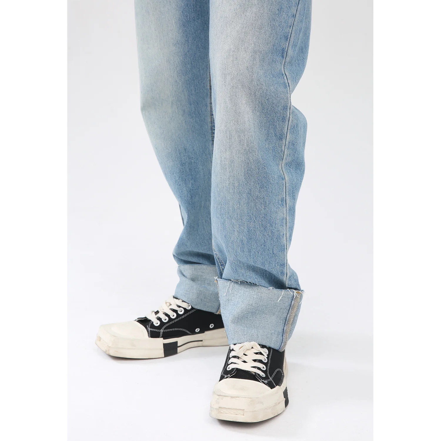 Four Seasons Men's Korean Version Personality Flanging Design Sense Mid-waist Men's Jeans Y2k Pants Men Designer Jeans for Men