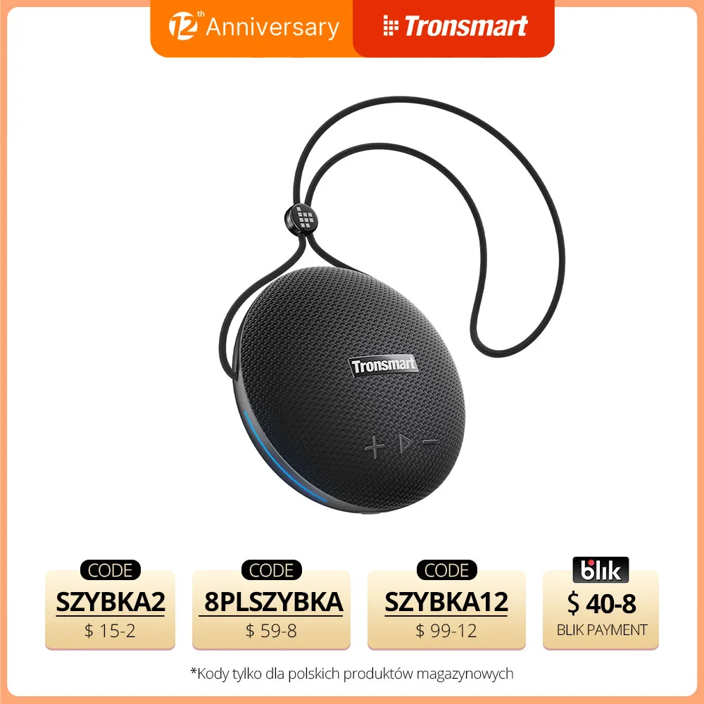 

Tronsmart Splash 1 колонка беспроводная портативная динамики, водонепроницаемая, IPX7, 24 часа воспроизведения