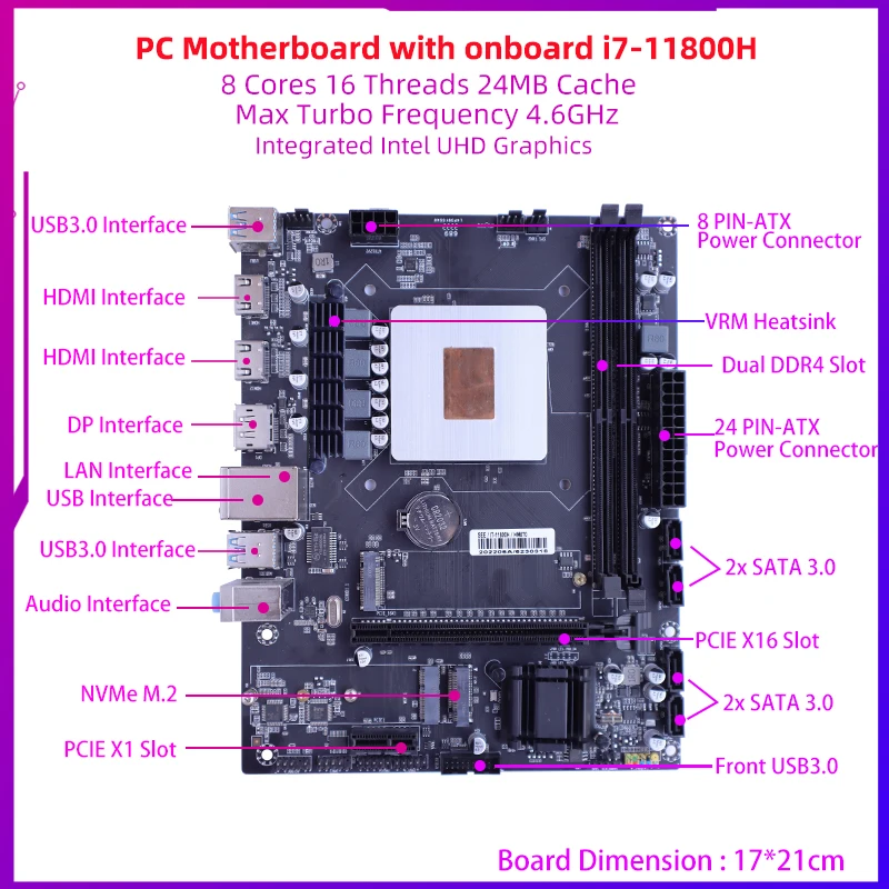 

NEW Gaming PC Motherboard with Onboard CPU i7-11800H 2.3GHz 8C16T HM570 Chipset Mainboard Alternative to i5-12400 i7-10700