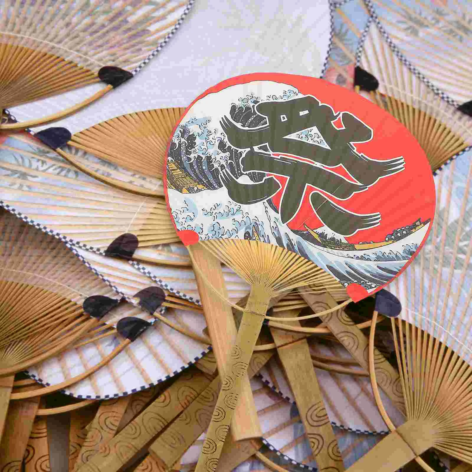 

Fan Hand Fans Japanese Paper Wedding Chinese Vintage Paddle Round Handheld Decor Dancing Decorative Folding Circular Party Asian