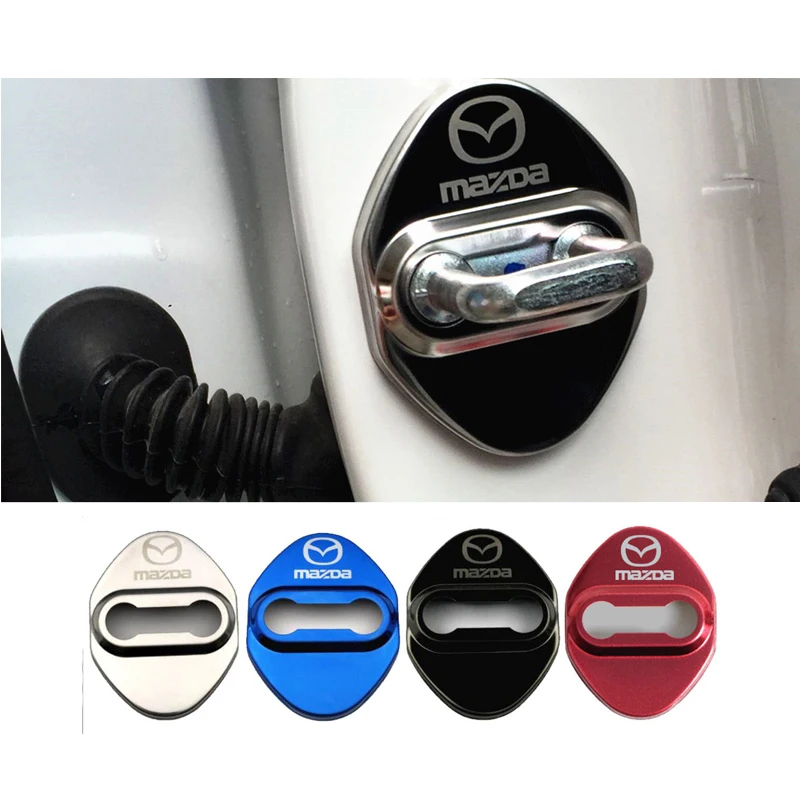 

For Mazda Atenza Axela CX-5 Door lock cover Stainless steel Door lock protection cover Car Styling Sticker 4PCS