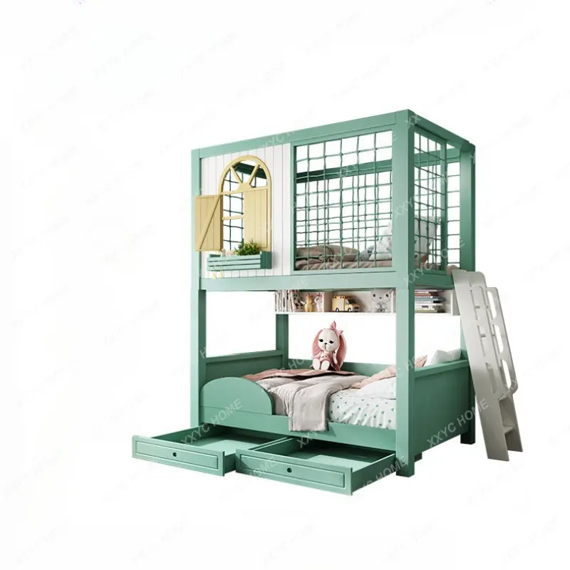 Двухъярусная кровать из массива дерева детская двухэтажная замок деревья