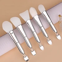 mask brush double head with digging spoon soft hair silicone beauty salon mud mask brush beauty tool