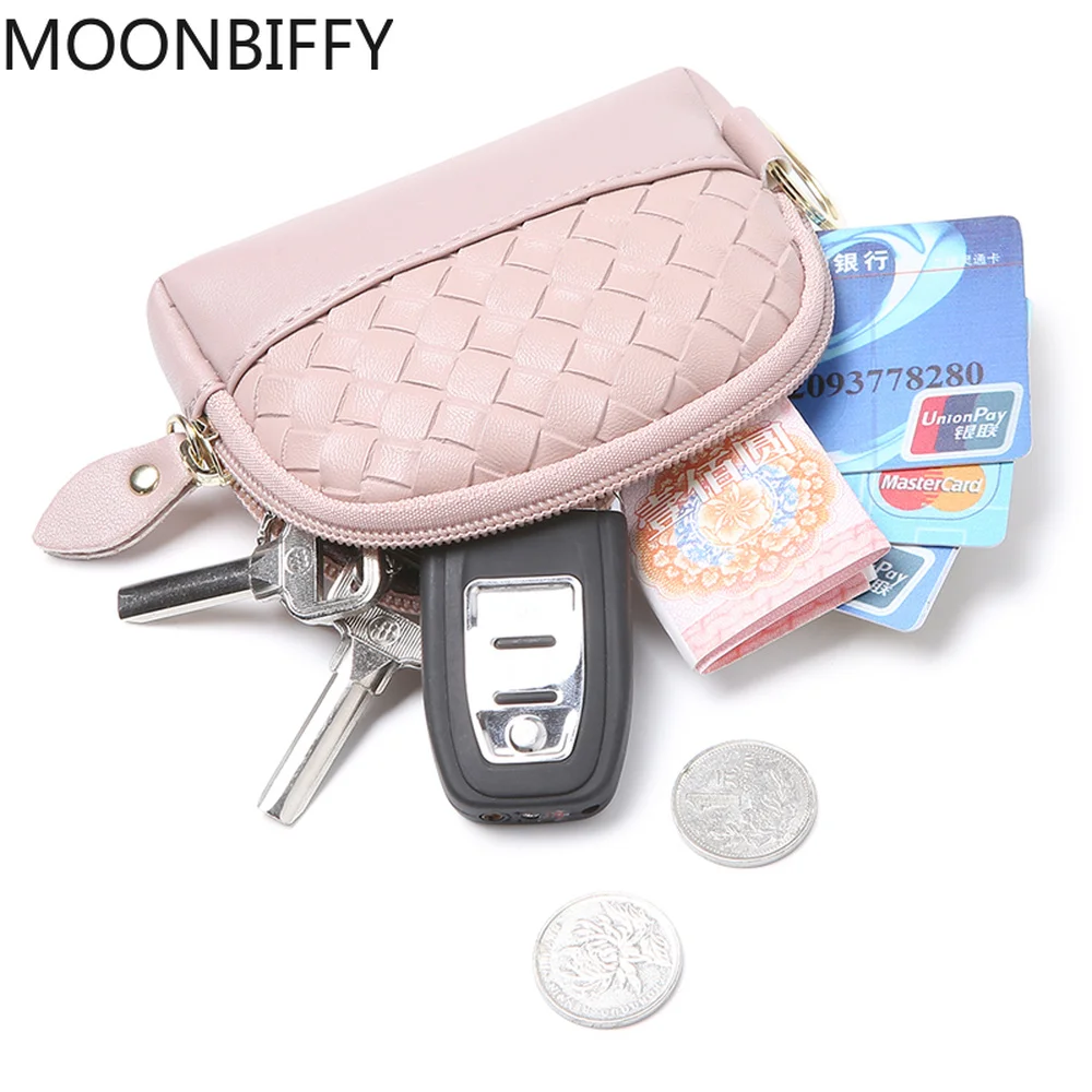 Wallet for Women Solid Color Knitting Leather Small Holder Zipper Coin Purse Travel Bag Ladies Clutch Handbag Carteira Feminina