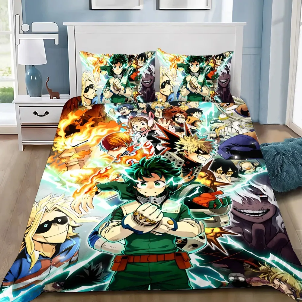 Фото Пододеяльник, наволочка, комплект постельного белья My Hero Academia для взрослых, мальчиков и девочек, украшение для спальни, детский подарок, одинарный, двойной, большой размер №1
