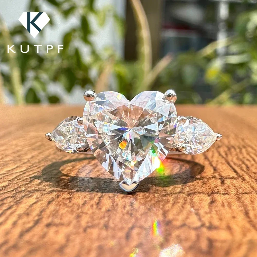 1/2/3/4CT Обручальные кольца с муассанитом в форме сердца и грушевидной огранки