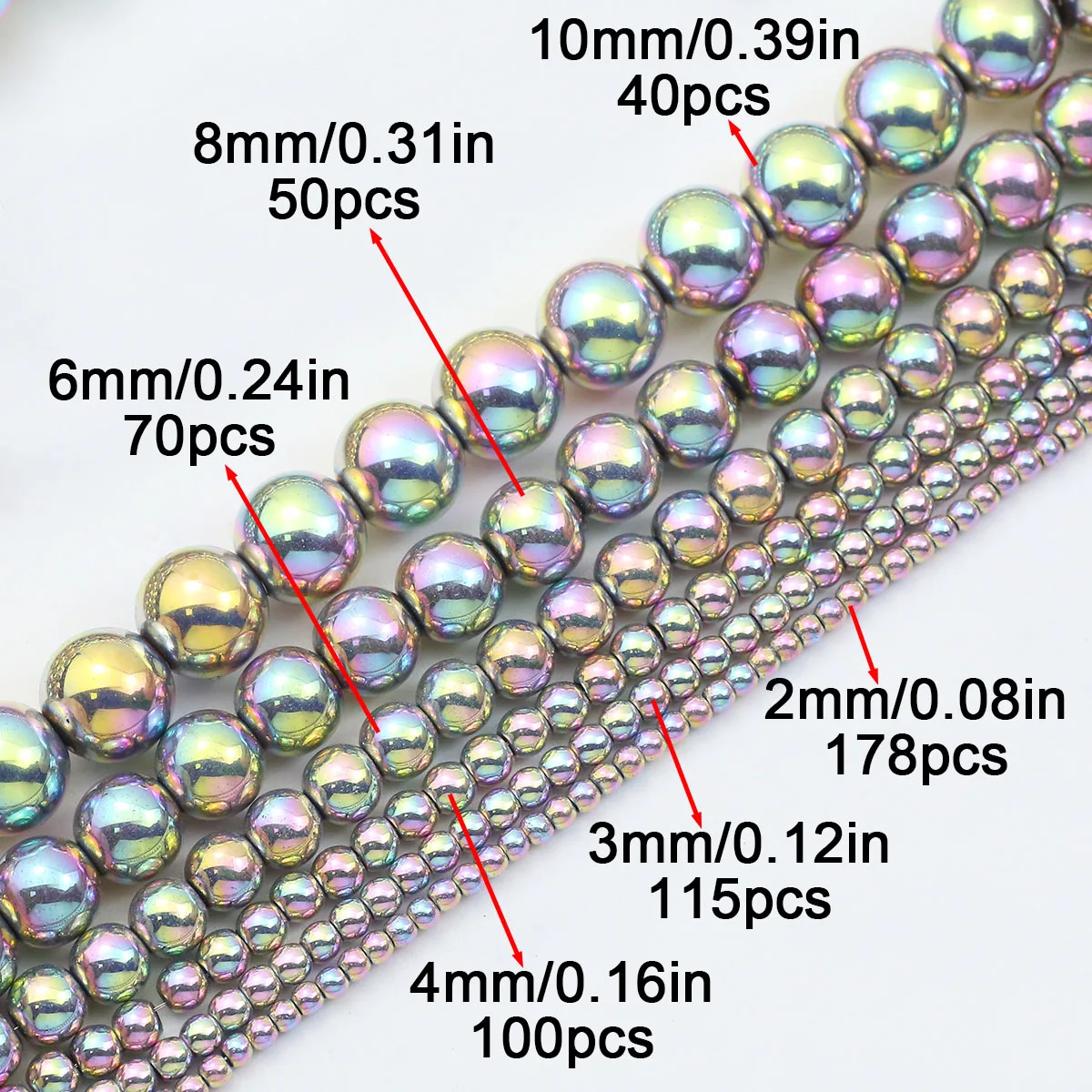 Гладкие круглые красочные гематитовые каменные свободные бусины 2/3/4/6/8/10 мм для