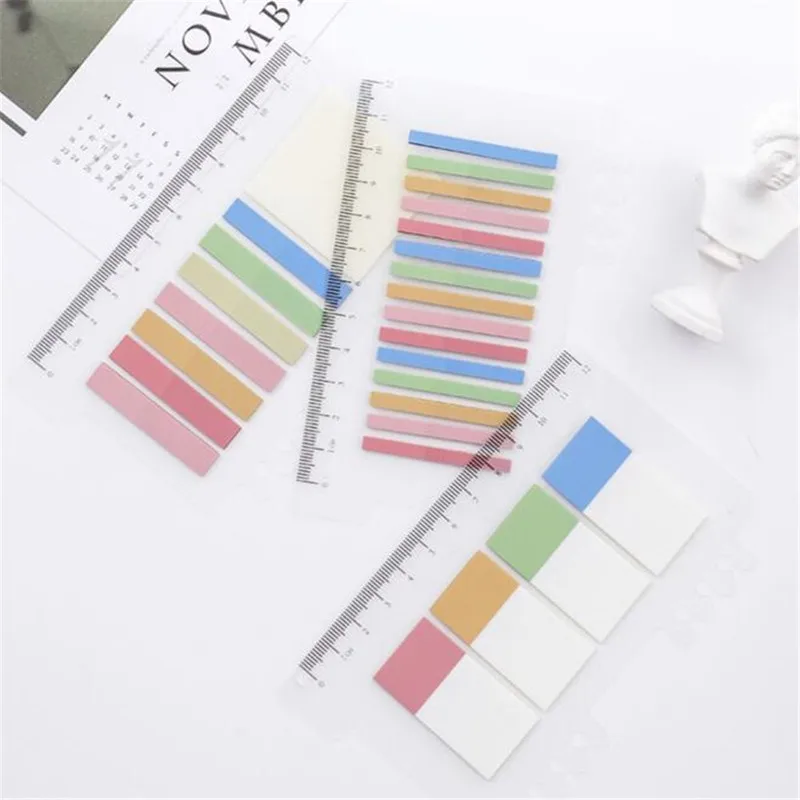 

Прозрачный липкий блокнот для заметок с индексом листа для заметок, клейкая Закладка N Times с линейкой, блокнот, дневник, деко, бумажная этикет...