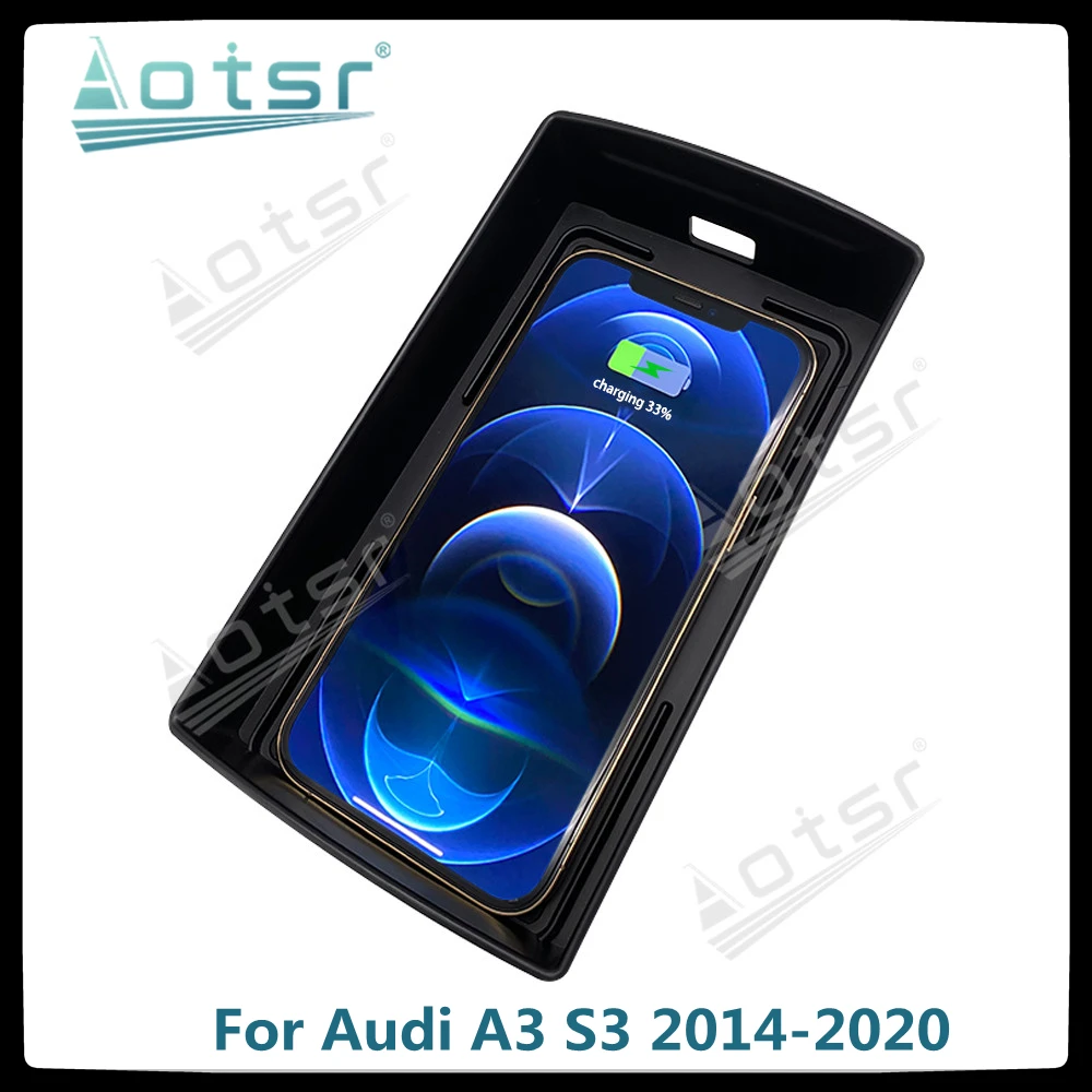 

QI Car Wireless Charger Fast Charging For Audi A3 S3 2014-2020 Intelligent Infrared Phone holder For Iphone Samsung