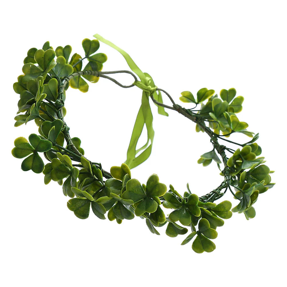 

Wreath Bridal Headpiece St Patricks Day Accessorie Shamrock Crowns Headgear Plastic Headbands Women Green Bride