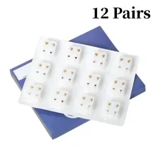 

12 Pairs Crystal Medical Earrings Piercing Tools Set Surgical Steel for Body Ear Stud Piercing Gun Fashion Jewelry Free Shipping