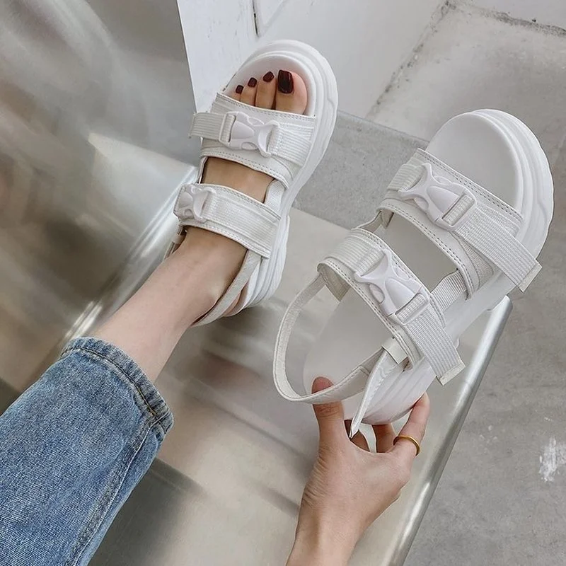 

2022 New Platform Shoes Women Sandals Wedge Heels Shoes Height Increaming Women Buckle Thick Soled Beach Sandals Woman Sandal 43