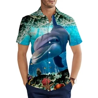 hawaiian shirts funny cute marine life dolphin starfish 3d printed casual shirts for man summer short sleeve tops camisas