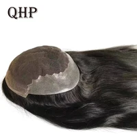 Men Toupee Customized Q6 Long Wig Natural Hairline Men's Wigs Lace&Pu Male  hairpiece human hair Capillary Prosthesis Man Wig