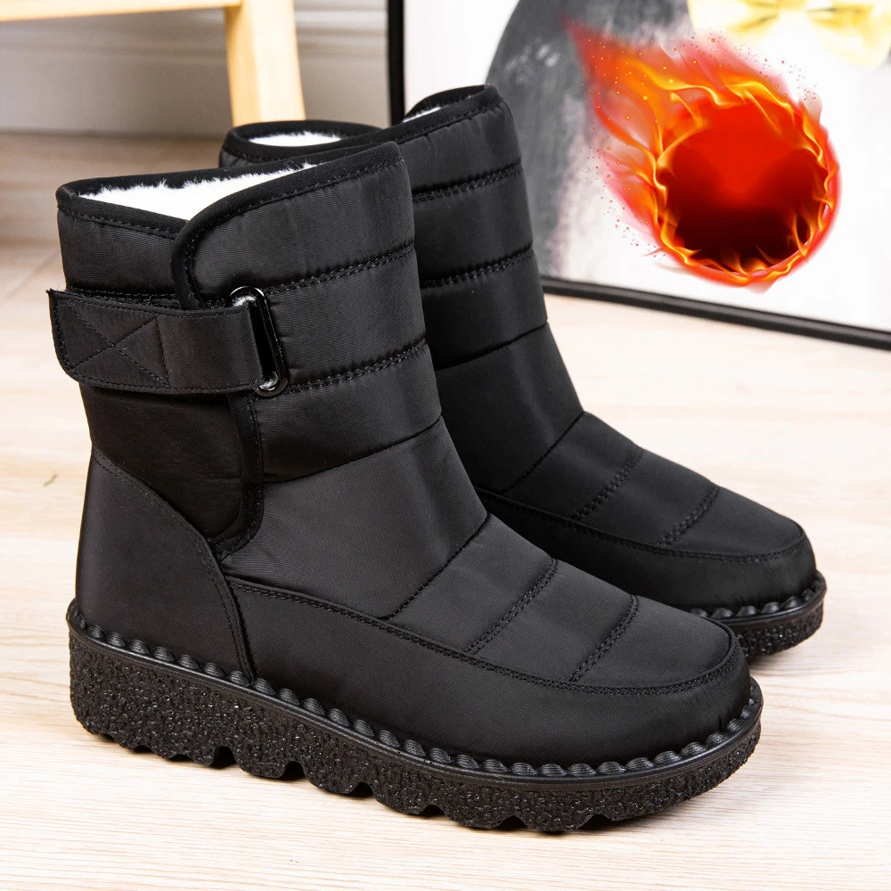 

Thickening Furry Winter Warm Women's Boots Waterproof Fashion 2023 Mid Calf Snow Boots Females Wedge Casual Platform Shoes Hot