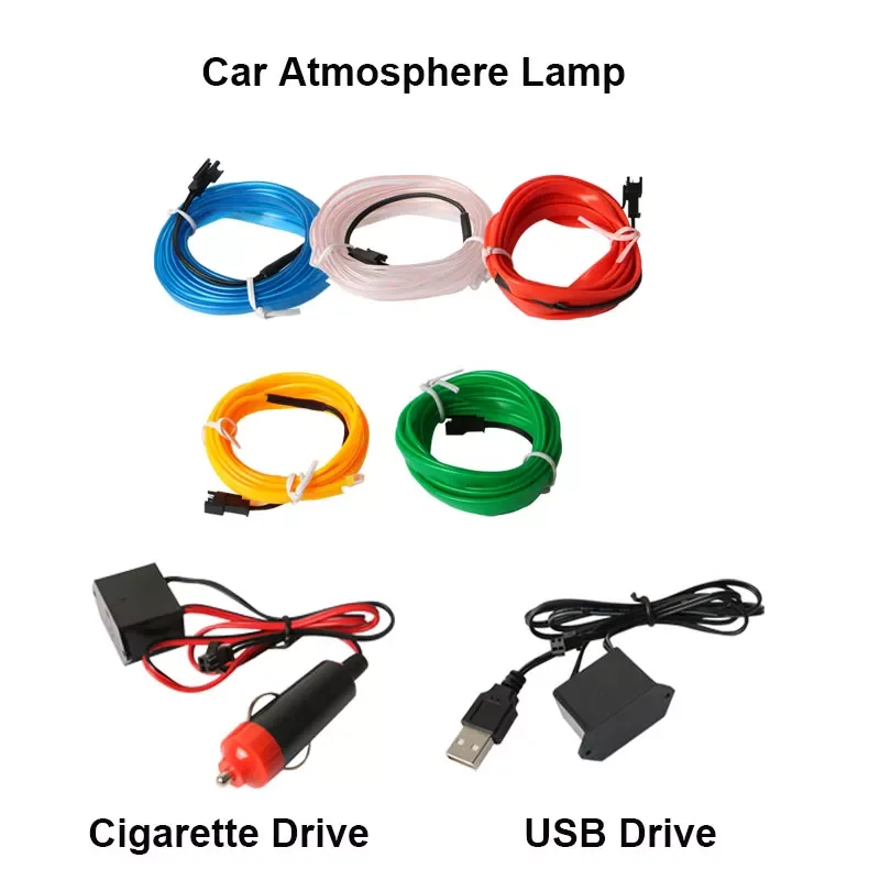 

Sale 5M Car Interior Lighting LED Strip Decoration Garland Wire Rope Tube Line Flexible Neon Light with USB Drive