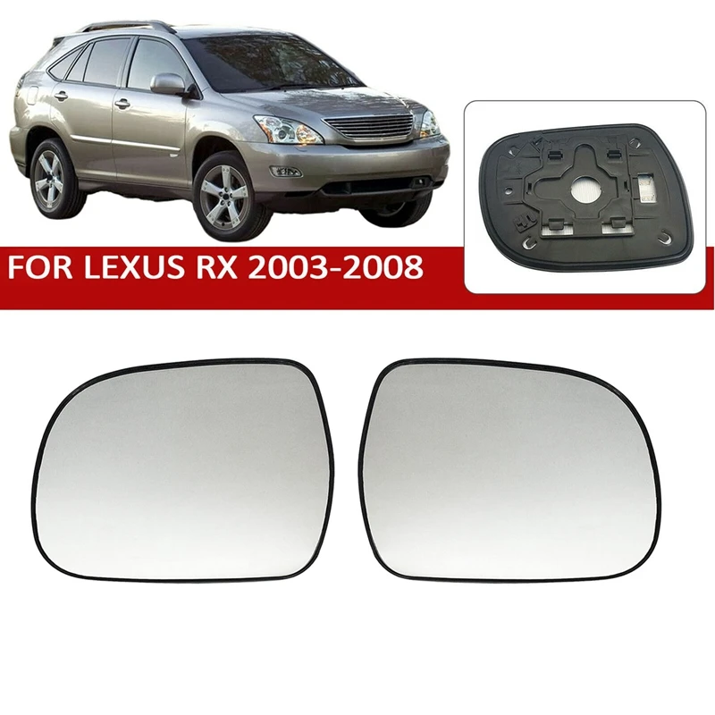 Door Wing Side Mirror Glass Heated With Backing Plate For Lexus RX 2003 - 2008 Toyota Hilux 2005 - 2010