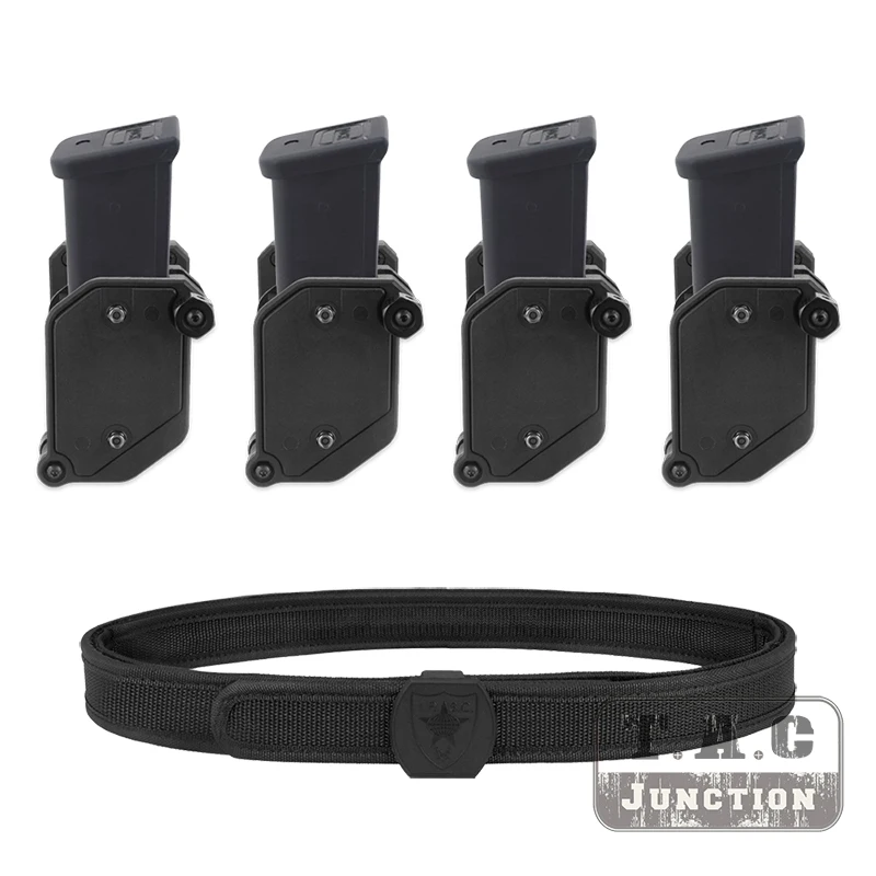 4PCS IPSC IDPA Magazine Holster + Belt Set USPSA 3-GUN 1911 Mag Pouch Shooting Competition For 9mm .45 Colt 1911 CZ 75 P226 G22