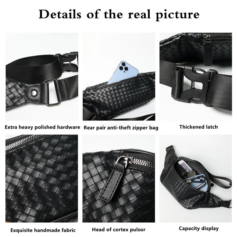 Men's Fashion Brand Designer Simple Braid Embossed Chest Packs Casual Trend Shoulder Waist Bag for Men Fanny Pack поясная сумка