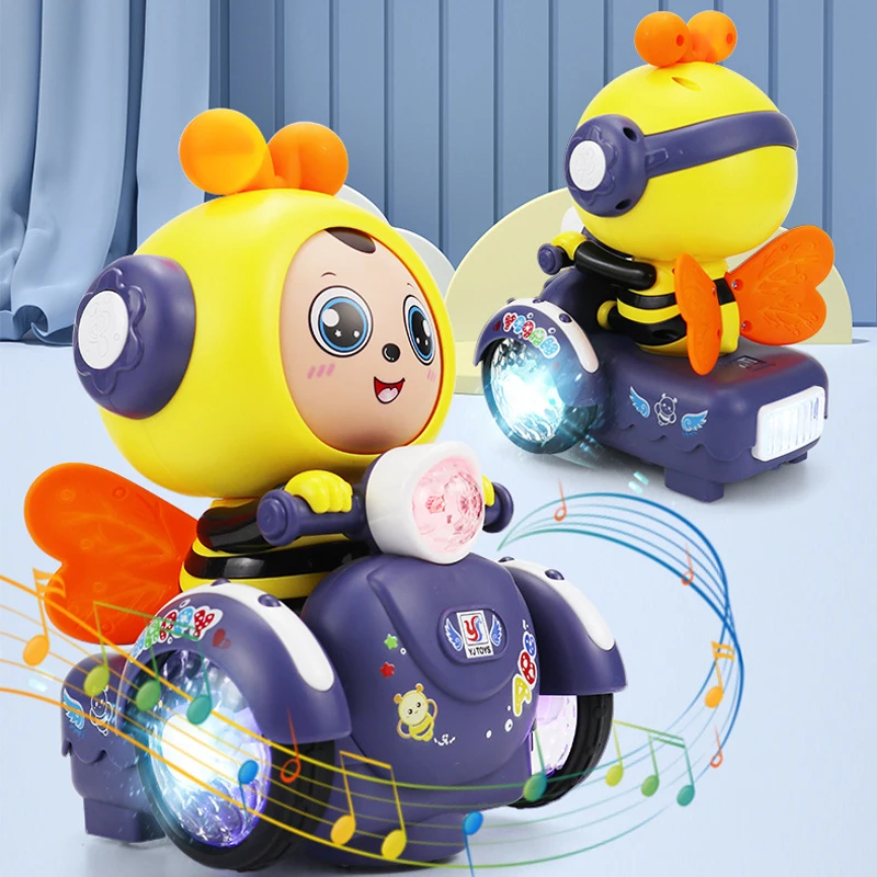 

Забавная электрическая имитация пчелы, подсветка для ходьбы, музыка, электронная пластиковая кукла с изменяющимся лицом, пчела, Детская развивающая игрушка, подарок