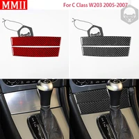 rrx car interior for mercedes benz w203 c class 2005 2007 real carbon fiber gearshift panel storage box cover trim stickers