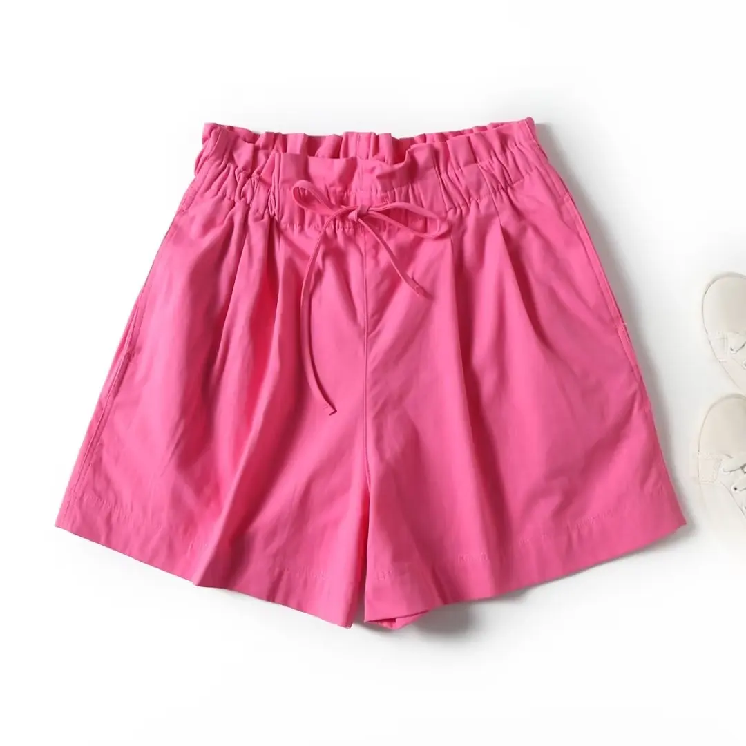 Dave&Di Japanese Style Multicolor Fashion Solid Color Simple Elastic Commuter  High Waist Shorts Ladies Causal Bermuda Women