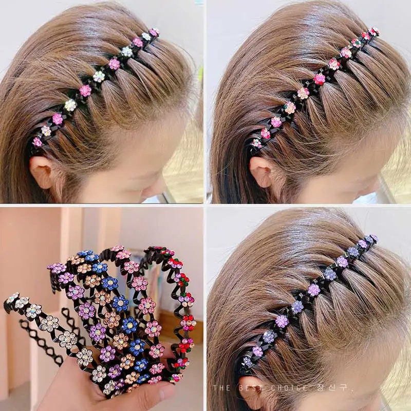 Diademas de perlas antideslizantes con diamantes de imitación para mujer, cintas elásticas para el pelo, cintas para el pelo, diadema, bisel, accesorios para el cabello para niña, tocado