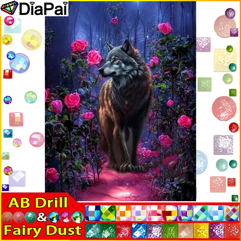 Набор для алмазной живописи волк Роза квадратная/круглая картина