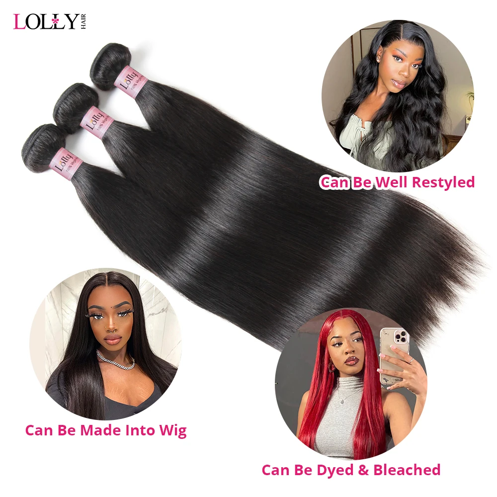 Lolly 28 30 дюймов Пряди 3/4 прямые пряди человеческие волосы бразильские плетение Remy