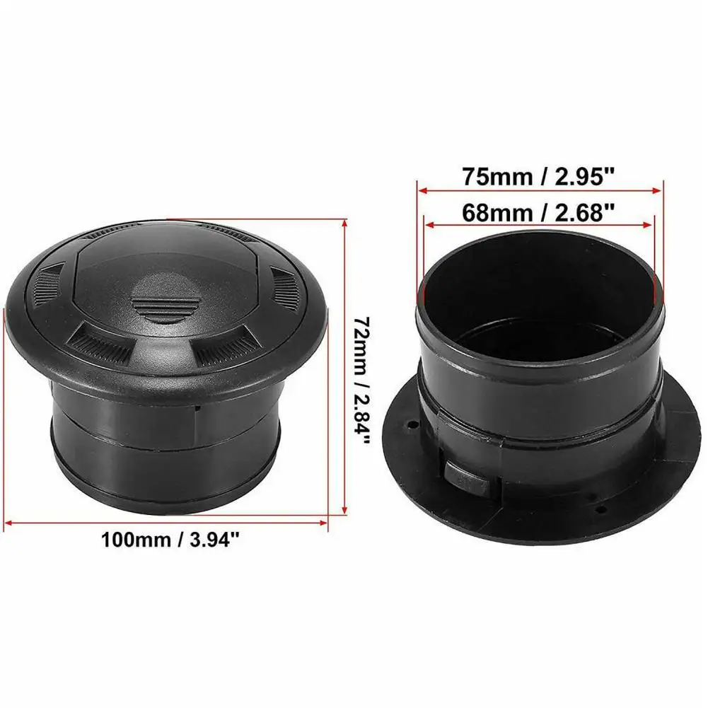 Черный закрывающийся вращающийся 75 мм вентиляционное отверстие для