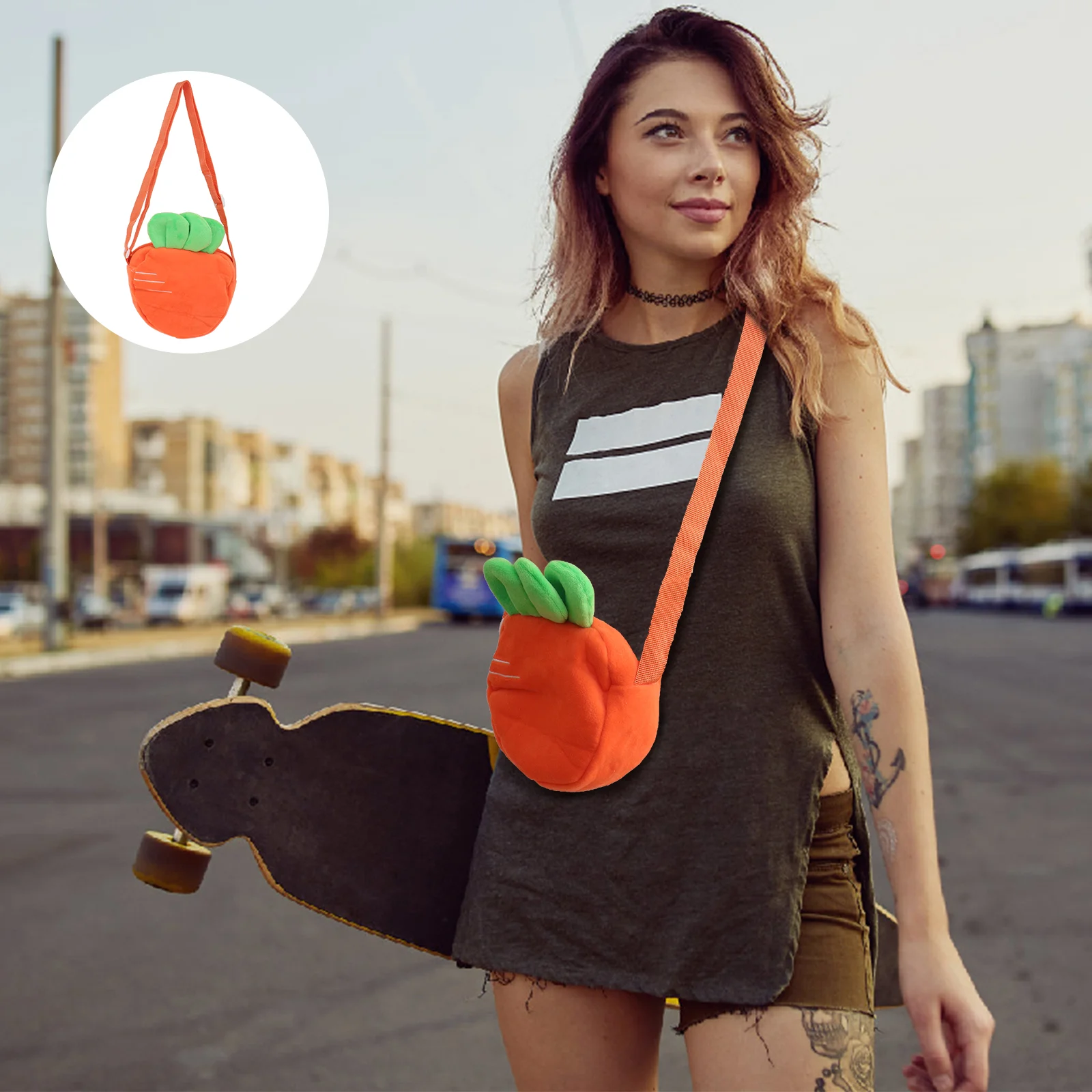 

Сумка с морковкой Pursecanvas для девочек, мультяшная сумка через плечо, повседневная сумка-тоут, сумка-мессенджер через плечо для детей, модная м...