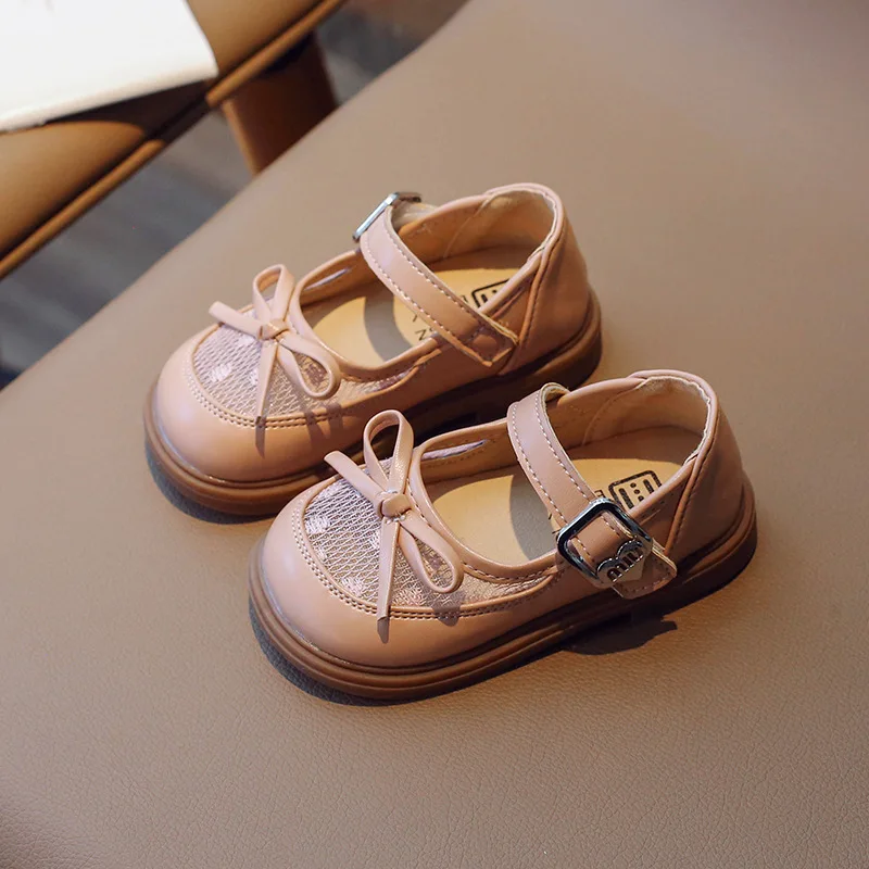 Кожаная обувь для девочек модная сетчатая дышащая маленьких детская принцессы