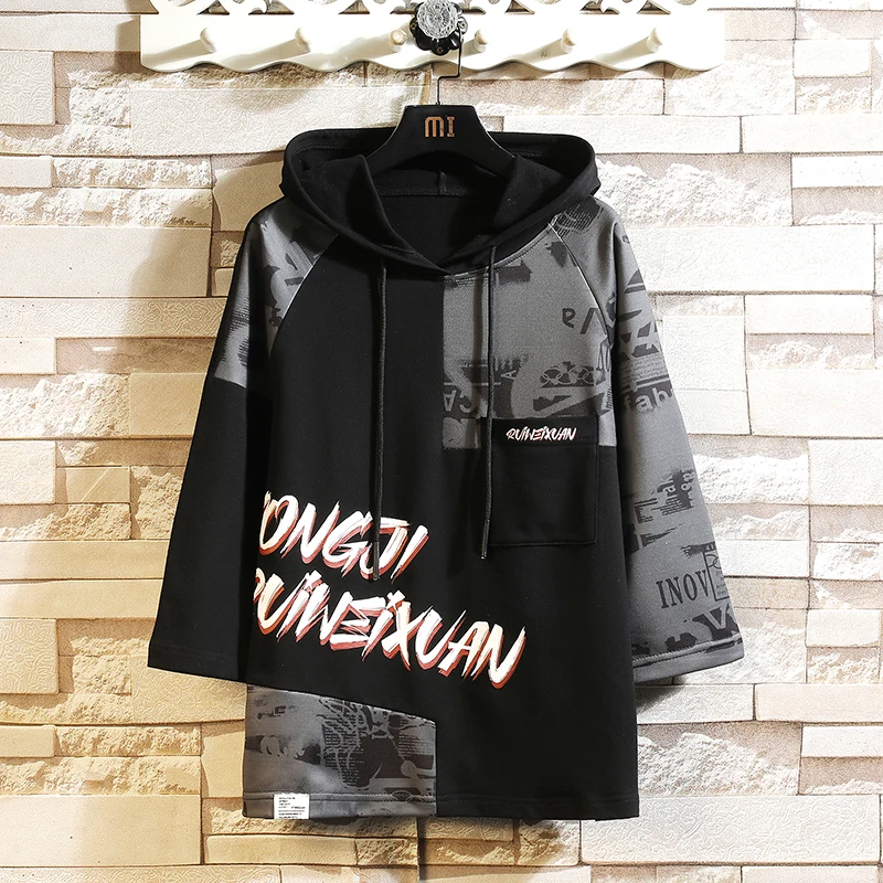 

Casual Short Sleeves Hoodies 2022 Summer White Black Hip Hop Skateboard Men's Streetwear Punk Clothes Print Oversized 7XL 6XL