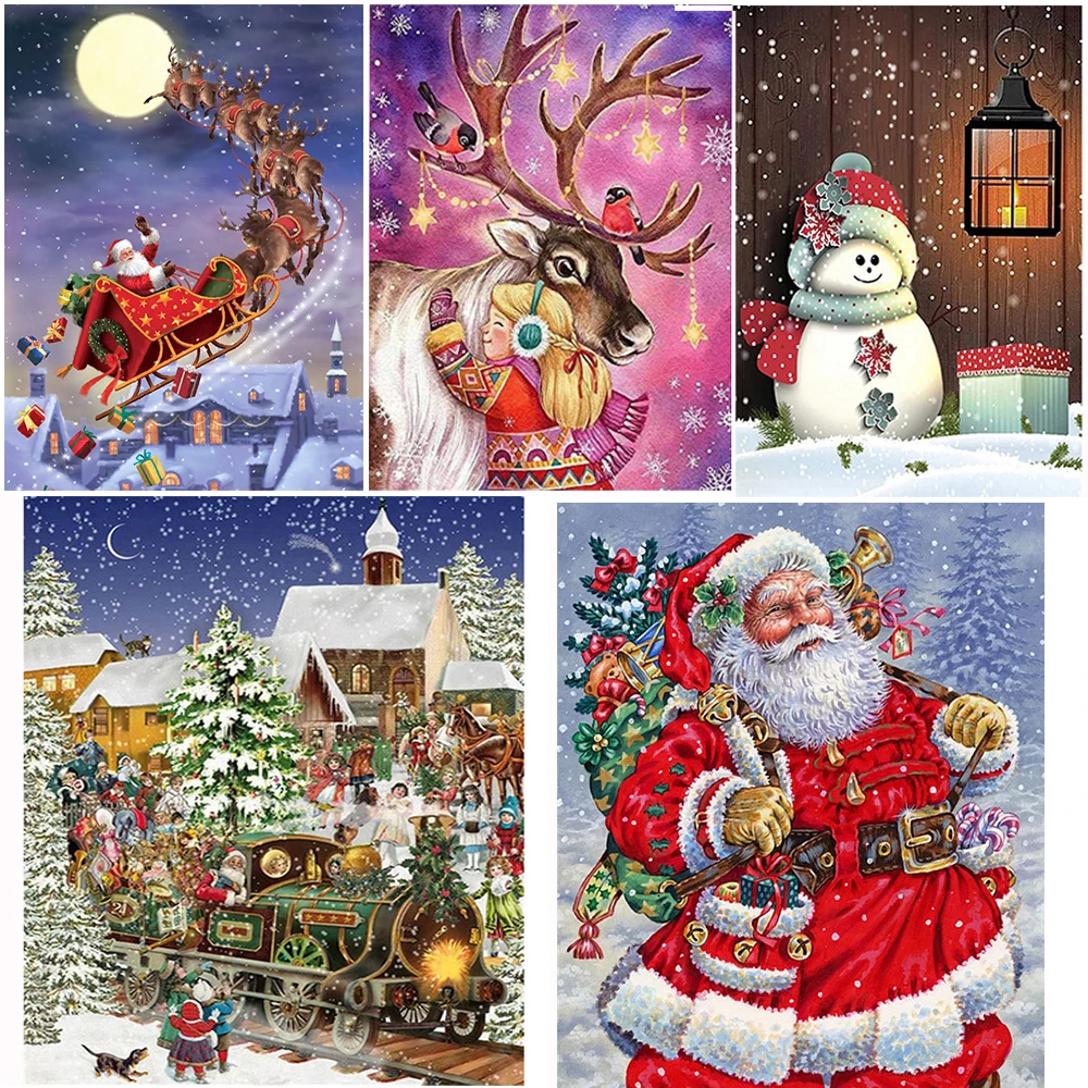 

Алмазная картина «сделай сам» с Санта-Клаусом 5D, вышитая мозаика ab, новинка, круглая стразы, Набор для вышивки крестиком, домашний декор, под...