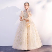 ten year old girl princess evening dress pompous gauze piano playing dress performance dress hostess flower girl wedding dress r