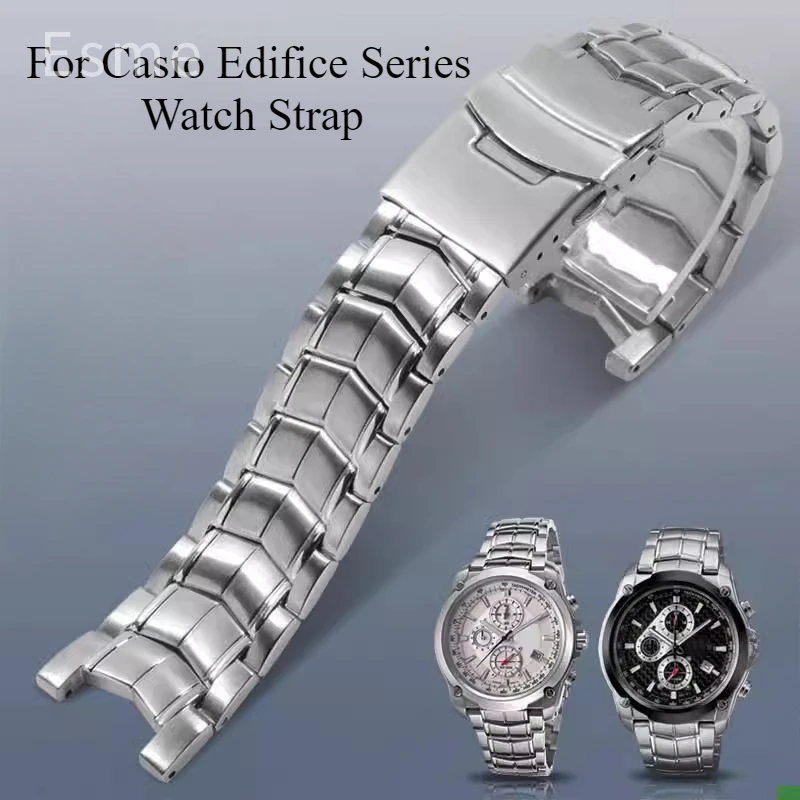 Фото Для Casio Edifice EFB100D 5051EF-524D-7A 22x14 мм твердая стальная пряжка ремешок для часов резиновая основа прочный вогнутый дизайн интерфейса №1