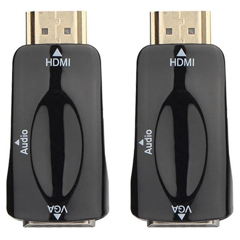 

2X 1080P HDMI Male To VGA Female Adapter Video Converter 3.5Mm Audio Output Cable Hot Black
