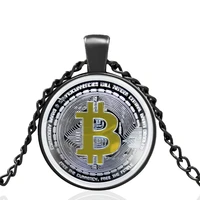 2022 new arrivals electronic money bitcoin glass cabochon metal pendant necklace classic men women jewelry accessories gifts