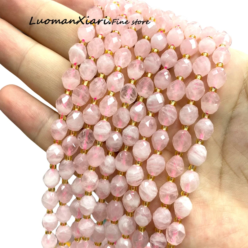 Натуральный камень 8x6 мм граненый рис форма AA Мадагаскар розовый кварц овальные