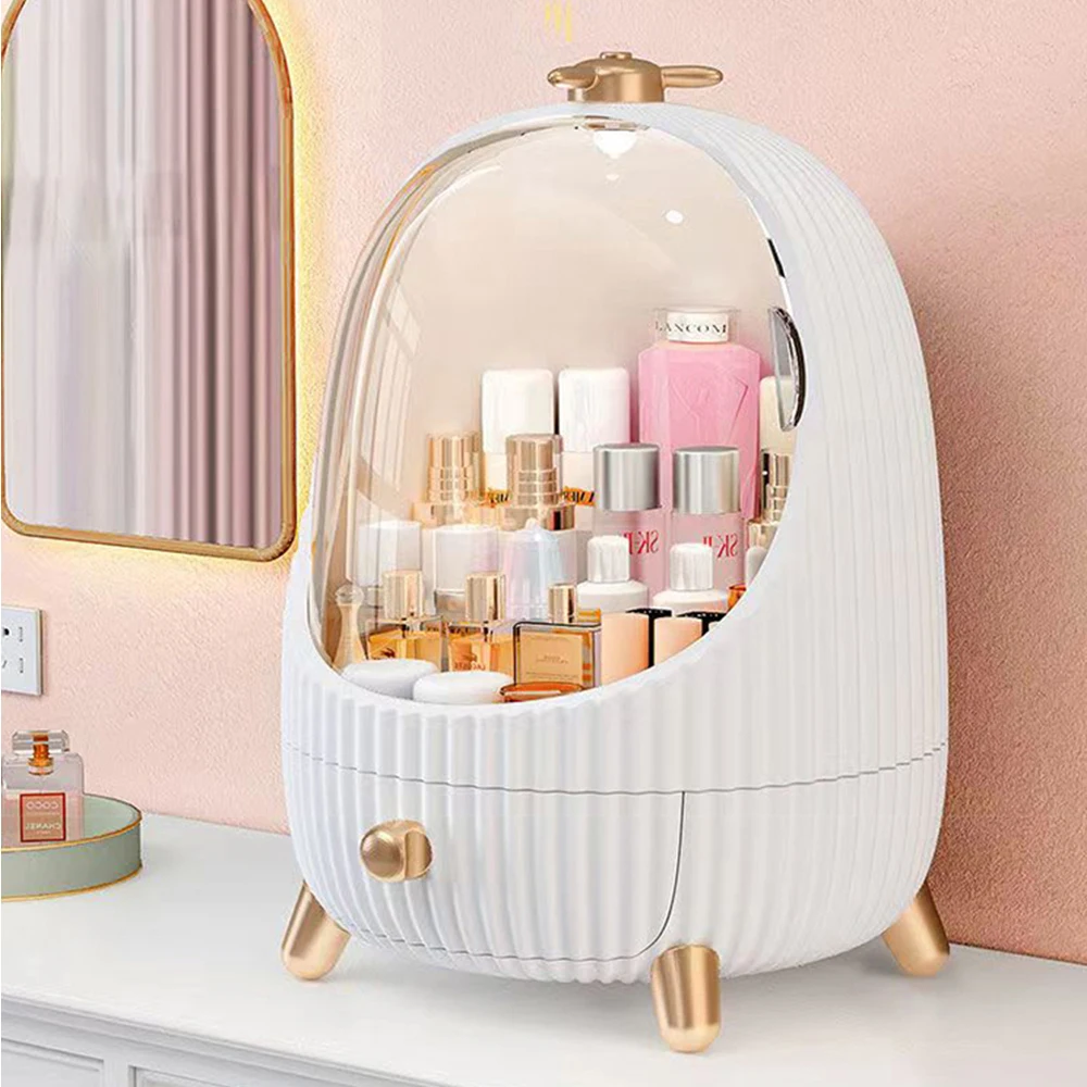 Large Capacity Makeup Organizer Drawer Organizers For Cosmetics Box Storage Skincare Waterproof Bathroom Desktop With LED Lights