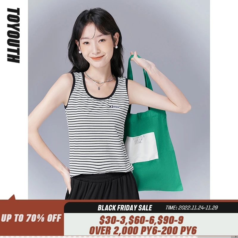 

2022 женский Toyouth, летняя, черная, белая, полосатая, с круглым вырезом