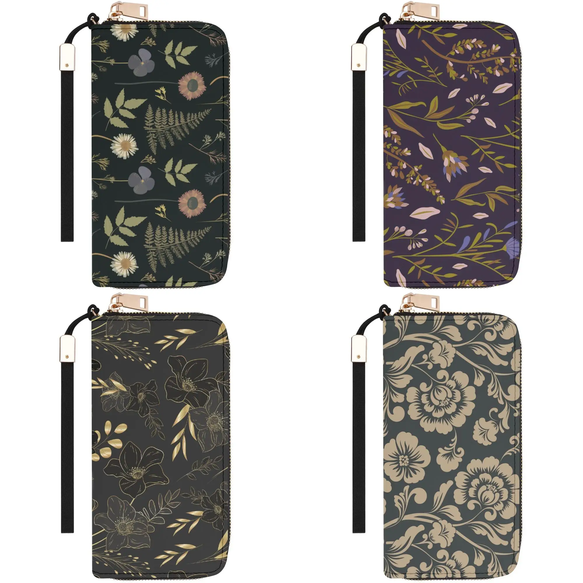 

2023 Moody Florals Luxury Vegan Leather Long Women Wallets Large Capacity Coin Purse Phone Handbag For Travel