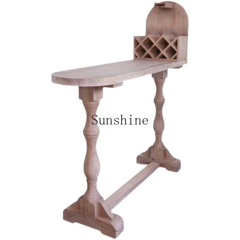 Вход в американском стиле. Винная стойка. Римский барный стол из массива дерева.