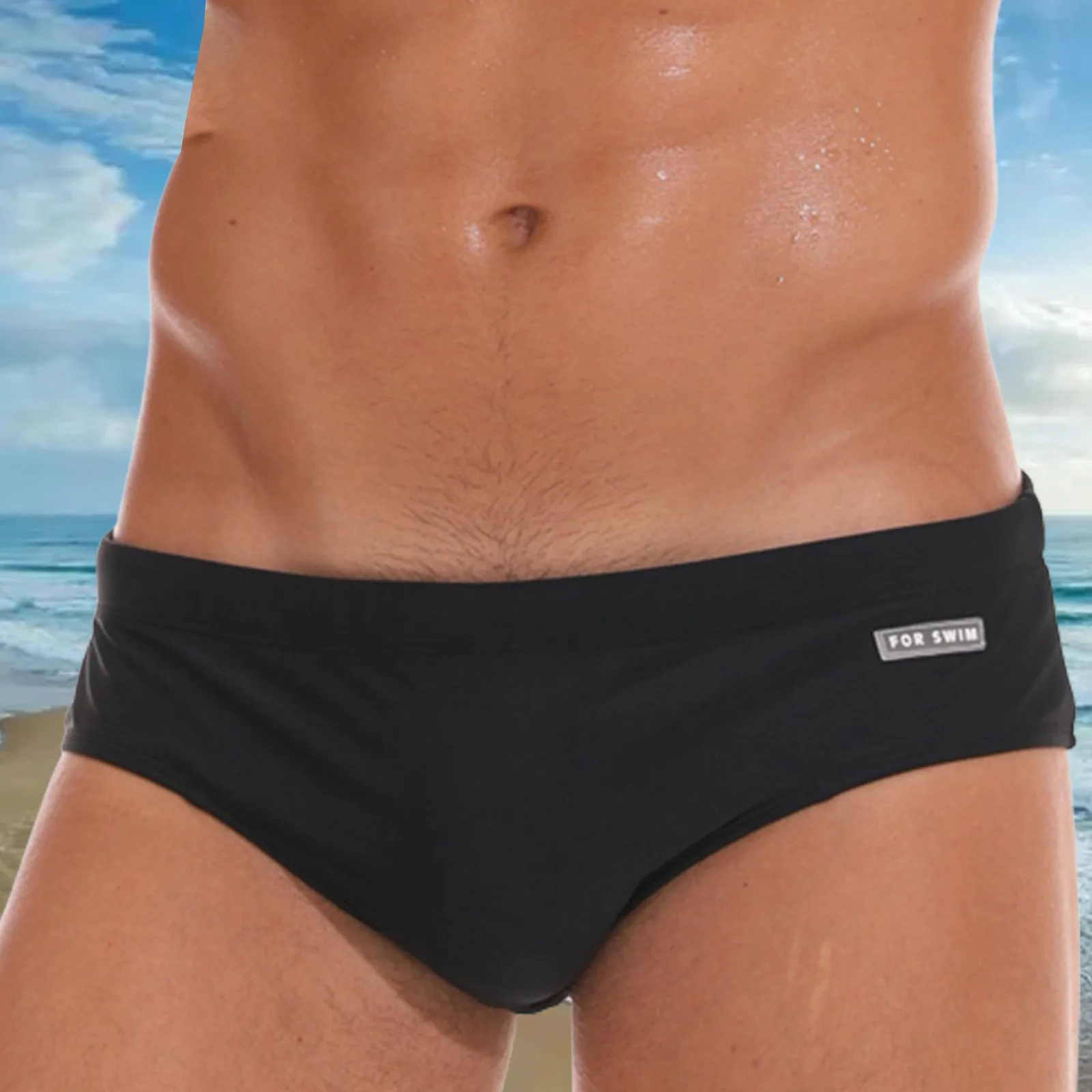 

Mens Swimming Trunks Briefs With Removable Pad Swimwear Elastic Beach Underwear
