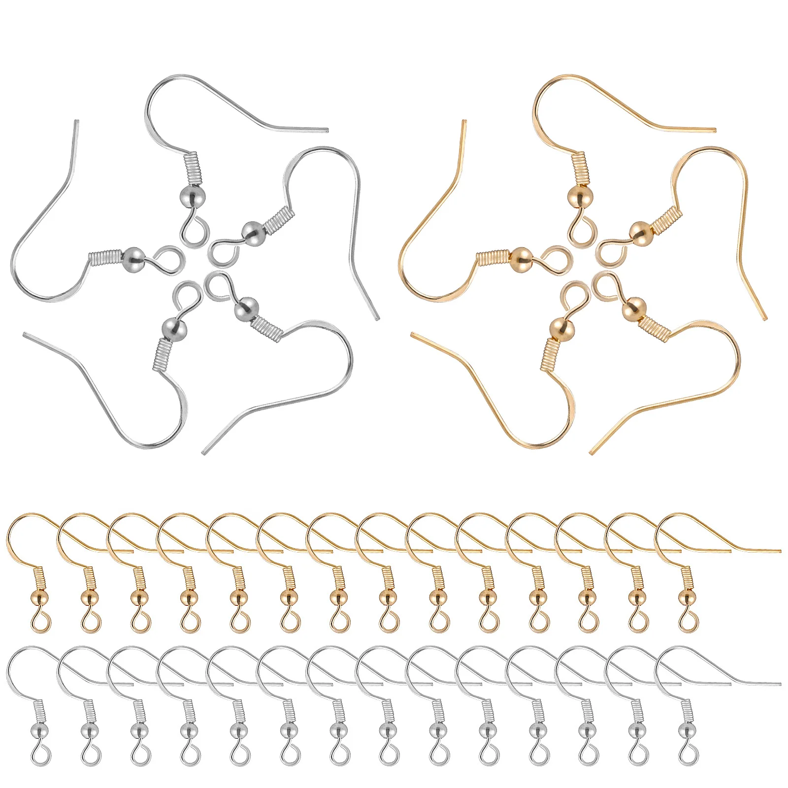 

100 Pairs Vintage Hair Accessories Africa Ear Hooks Silver Stainless Steel Earring Making Kit 925